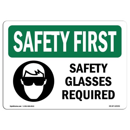 SIGNMISSION OSHA, Glasses Required, 14in X 10in Rigid Plastic, 14" W, 10" H, Landscape, OS-SF-P-1014-L-10936 OS-SF-P-1014-L-10936